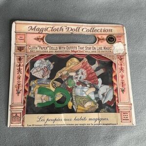 VTG 95 Magicloth Doll Collection Pink/Brown/Tan Magnetic Paper Outfits Cloth 10"